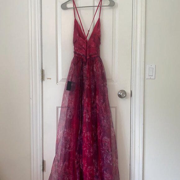 Lulus Magenta Floral Print Dress Size Extra Small - Picture 5 of 5